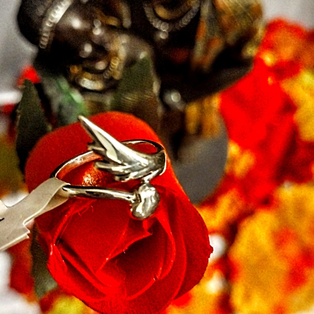925 Sterling Silver Heart Winged Ring